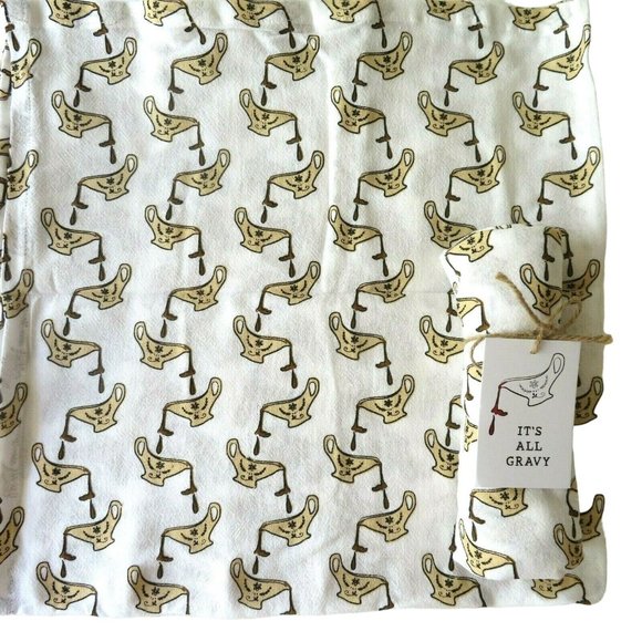 2 Cotton Kitchen Dishtowels Dish Towels Holiday Thanksgiving Gravy 26 x 18 - Picture 2 of 5